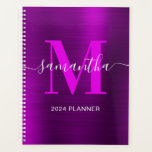 Metallic Magenta Purple Signature Monogram Planner<br><div class="desc">Create your own girly personalized name and monogrammed planner or appointment book for her.
The magenta purple faux metallic foil digital art graphic will print like a photo.
Pinkish purple and white contemporary monogram with elegant signature style calligraphy design can be customized.</div>