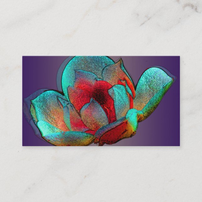 Metallic magnolia in blue and red business card (Front)