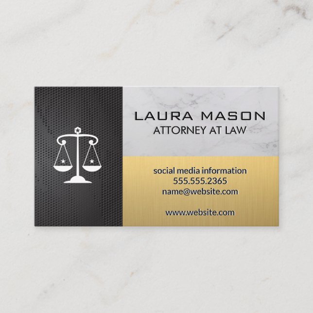Metallic | Marble | Gold Colour Block Business Card (Front)