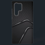 Metallic Mash Texture Silver Dynamic Line Accents Samsung Galaxy Case<br><div class="desc">Black and grey metallic texture with metallic mash background accented with dynamic silver stripe. Modern slick design.</div>