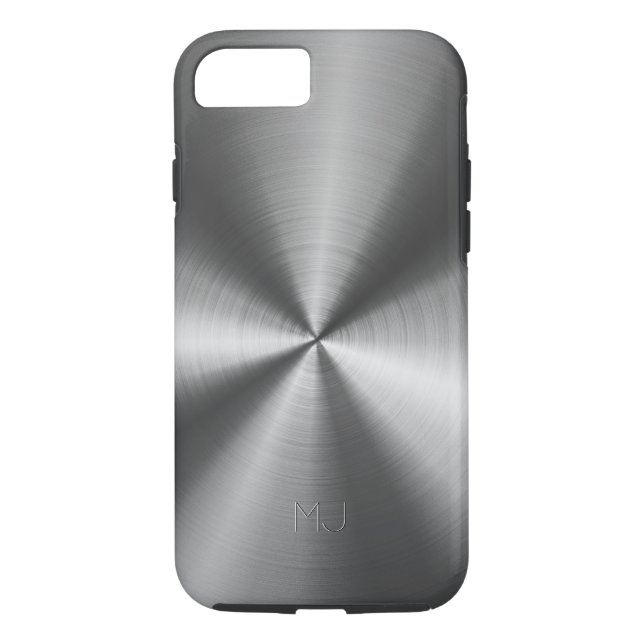 Metallic Medium Grey Tones Stainless Steel Look Case-Mate iPhone Case (Back)
