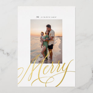 Metallic Merry Script Holiday Foil Photo Card