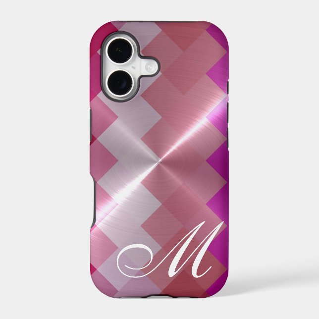Metallic Metal Chevron Pattern and Monogram 6 (Back)