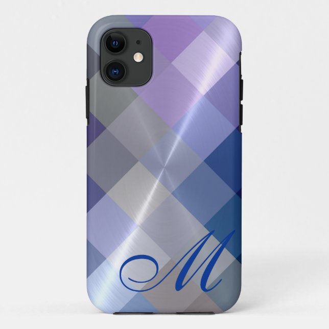 Metallic Metal Diamond Pattern and Monogram 5 Case-Mate iPhone Case (Back)