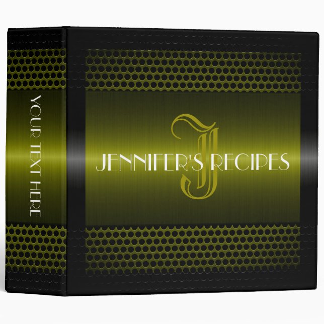 Metallic Metal Look Monogram Binder (Front/Spine)