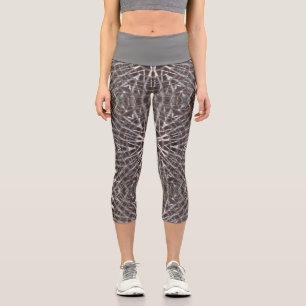 Metallic Metal Mesh Silver Capri Leggings