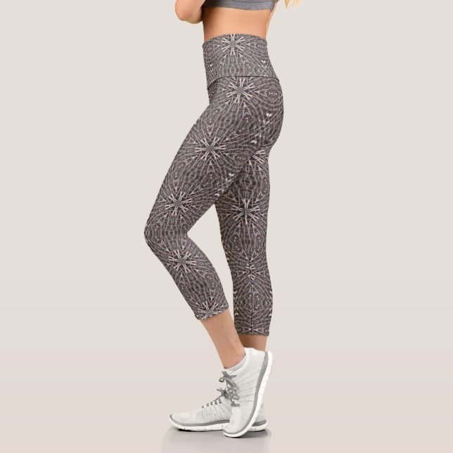 Metallic Metal Mesh Silver Capri Leggings (Left)