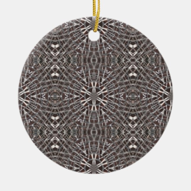 Metallic Metal Mesh Silver Ceramic Ornament (Front)