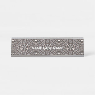 Metallic Metal Mesh Silver Desk Name Plate