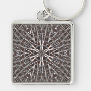 Metallic Metal Mesh Silver Keychain