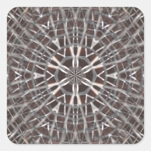Metallic Metal Mesh Silver Square Sticker