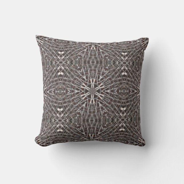 Metallic Metal Mesh Silver Throw Pillow (Front)