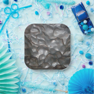 Metallic Meteorite Rock, Paper Plate