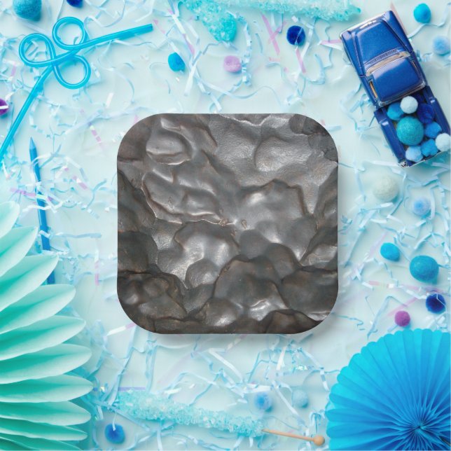 Metallic Meteorite Rock,    Paper Plate (Party)
