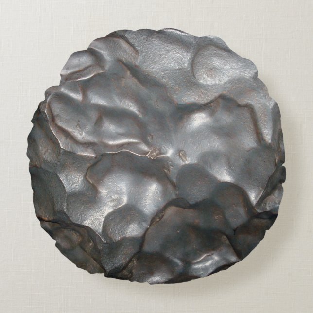 Metallic Meteorite Rock Pattern,   Round Pillow (Front)