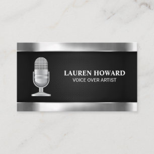 Metallic Microphone Black Mesh Business Card