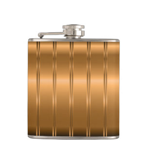 Metallic Modern Copper Tones Stripes Pattern Hip Flask