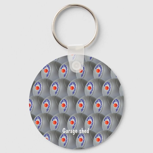 Metallic modern Petanque balls grouping design Keychain (Front)