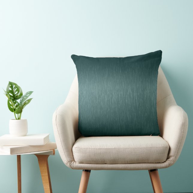 Metallic Muted Green Brushed Aluminum Look Throw Pillow (Chair)