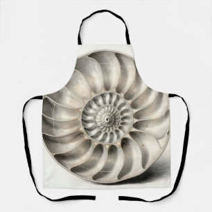 Metallic Nautilus Shell Spiral Geometric Apron