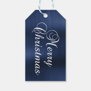 Metallic Navy Blue Merry Christmas Gift Tags