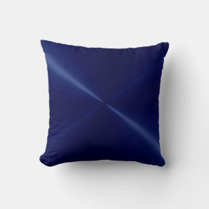Metallic Navy Stainless Steel Metal Look Throw Pillow