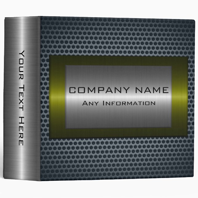 Metallic Olive Stainless Grey Steel Hole Look Binder (Front/Spine)