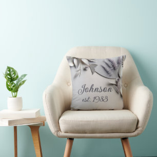 Metallic Paper Flowers On Silver Throw Pillow