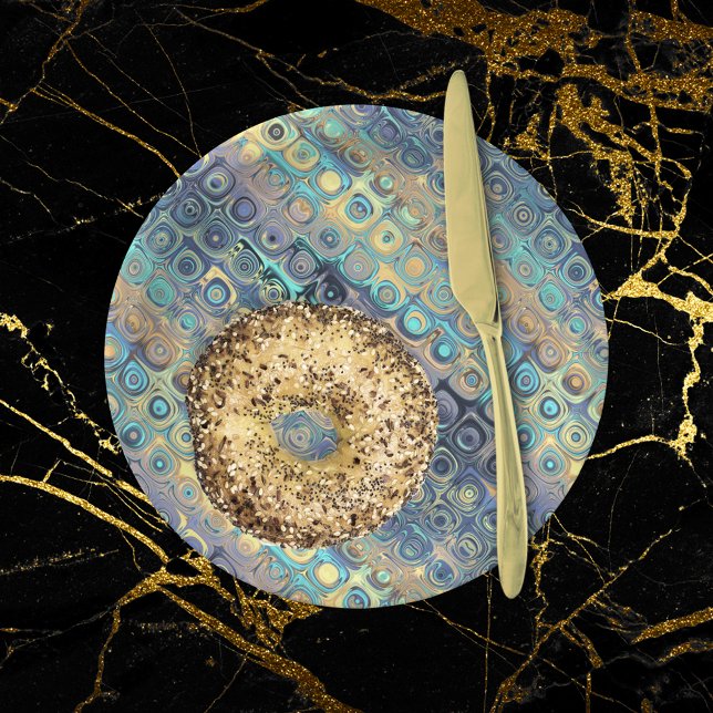 Metallic Pastel Lights Blue Pattern Paper Plate (Creator Uploaded)