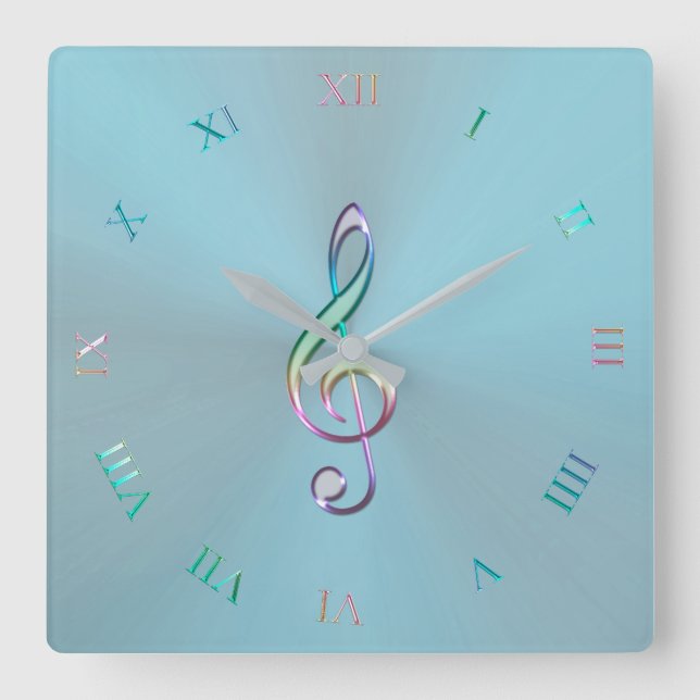 Metallic Pastel Music Clef Clock (Front)