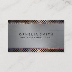Metallic perforated   Rusted Metal Business Card