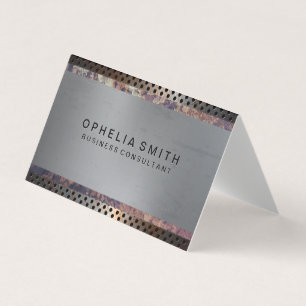 Metallic perforated   Rusted Metal Business Card