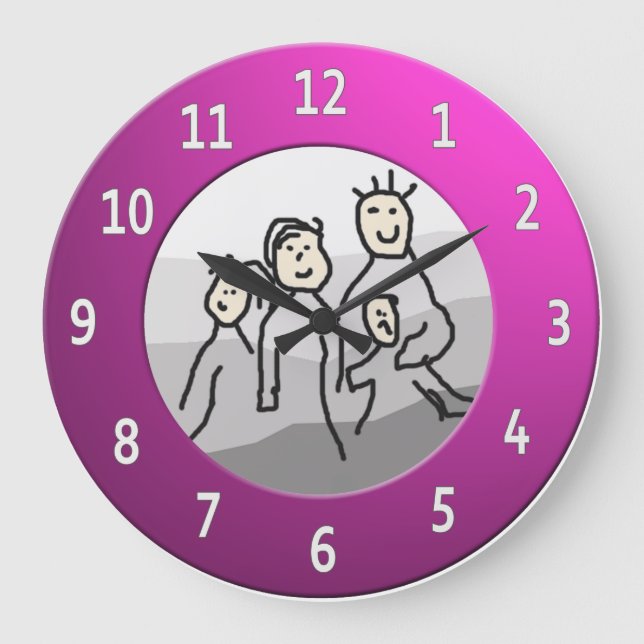 Metallic Personalize Round Pink Framed Photo Large Clock (Front)