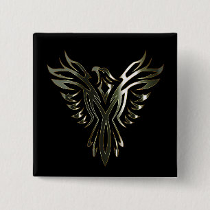 Metallic Phoenix 2 Inch Square Button