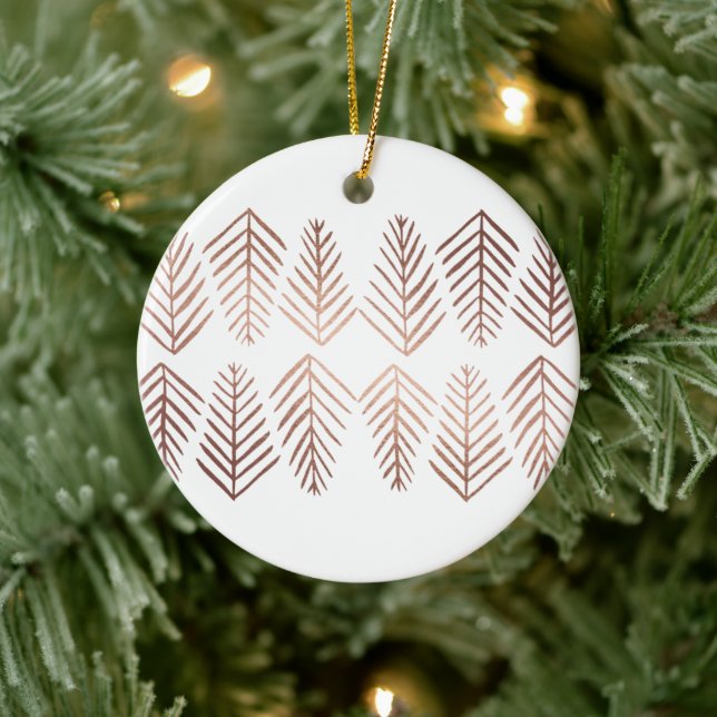 Metallic pine trees - copper ceramic ornament (Tree)