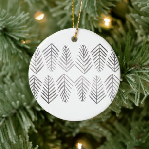 Metallic pine trees - silver ceramic ornament