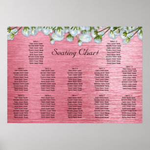 Metallic Pink and White Rose Seating Chart