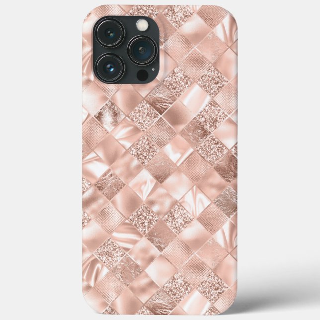Metallic Pink Blush Chic Elegant Glitter  Case-Mate iPhone Case (Back)