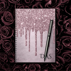 Metallic Pink Drip   Shimmery Dusty Mauve Rose Ice Notebook