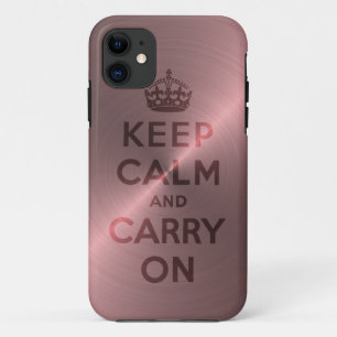 Metallic Pink Keep Calm And Carry On iPhone 11 Case