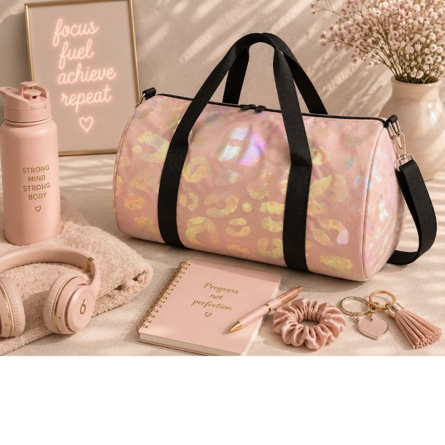 Metallic Pink Leopard Pattern Duffle Bag (Creator Uploaded)
