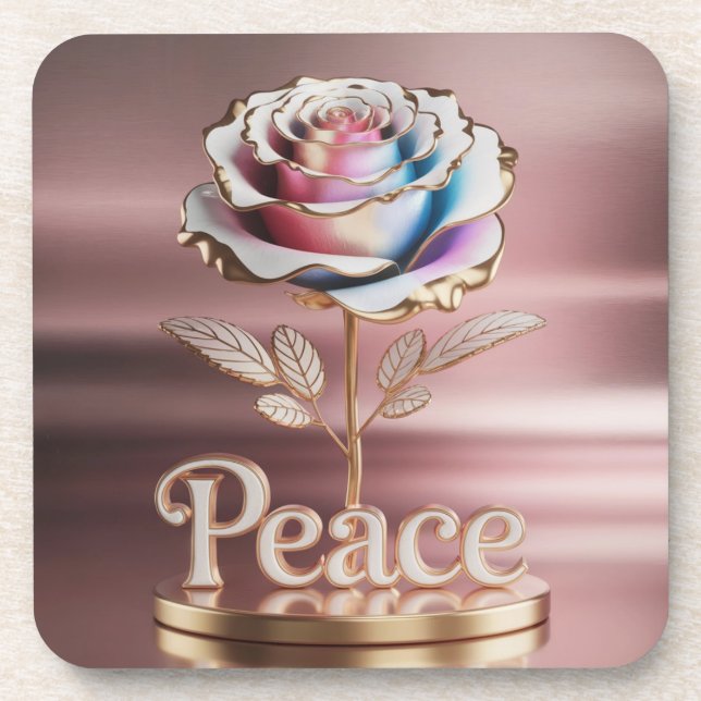 Metallic Pink Rose Coaster Set (Front)
