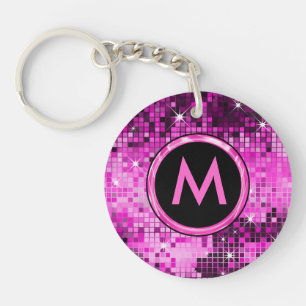 Metallic Pink Sequence Disco Glitter Keychain