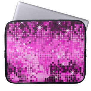 Metallic Pink Sequins Look Disco Mirrors Bling Laptop Sleeve