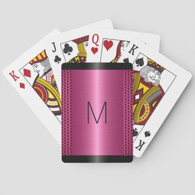 Metallic Pink Stainless Steel Metal Look Playing Cards (Back)