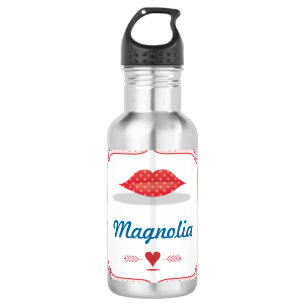 Metallic Pink with Red Lips Personalized 532 Ml Water Bottle