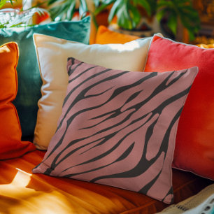Metallic pink Zebra Pattern Throw Pillow