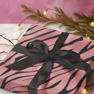 Metallic pink Zebra Pattern  Wrapping Paper