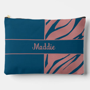 Metallic Pink Zebra Stripes Pattern  Accessory Pouch