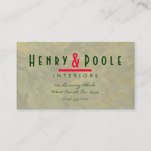 Metallic Plaster Interior Designer Branding Business Card